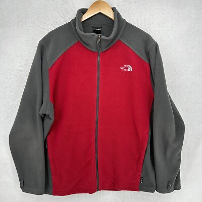 #ad Vintage The North Face Jacket Mens XL Fleece Colorblock Red Gray Mock Flashdry $24.99