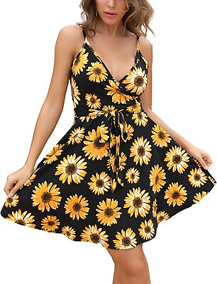 Aphratti Sun Dresses Women Summer Casual Beach Spaghetti Strap Mini Sexy Dress $50.07