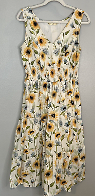 Wayward Fancies Dress Size 14 Spring Sun Dress Sleeveless Sunflowers V Neck $24.00