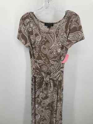 #ad Pre Owned Perceptions Brown Size Medium Maxi Short Sleeve Dress $23.19
