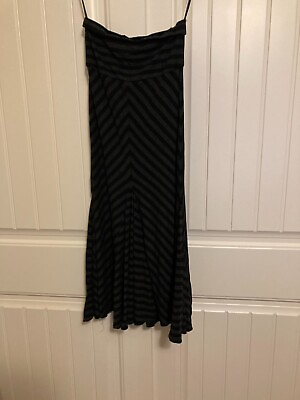 #ad MM Couture Black and Gray Striped Strapless Sundress XS Xtra Small Rayon Blend $14.99