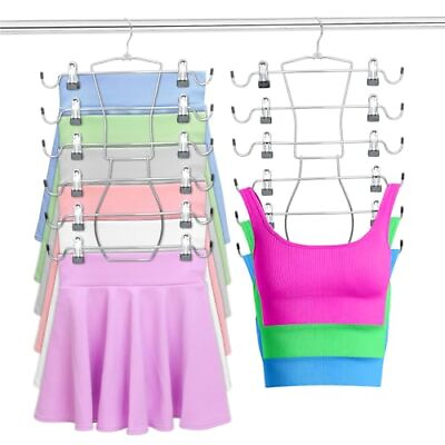 #ad #ad 6 Tier Skirt Hangers Organizer Metal Pants Hanger Space Saving with Adjustab... $14.84