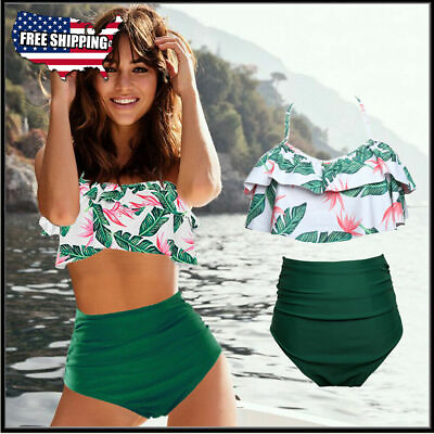 #ad #ad Floral High Waisted Women Bikini Swimsuit Padded Swimwear Bathing Suit $12.99