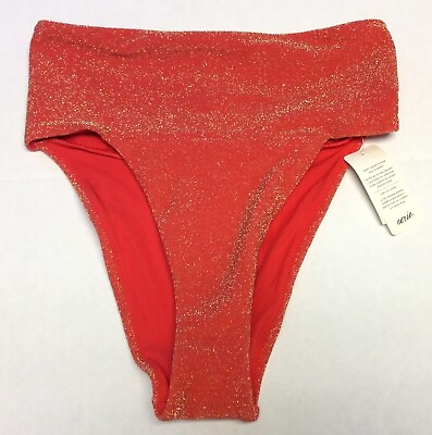 #ad Aerie Orange Sparkly Bikini Choose Triangle Top or High Cut Cheeky Bottoms $13.99
