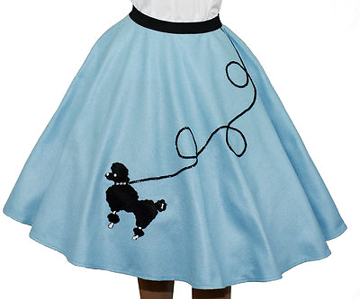 #ad Light Blue FELT Poodle Skirt Girl Size LARGE Age 10 13 Waist 23quot; 31quot; $29.95