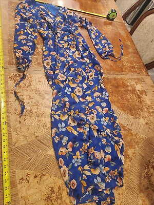 Forever 21 Blue Maxi Dress Women’s Size Small Floral #S35 $19.39