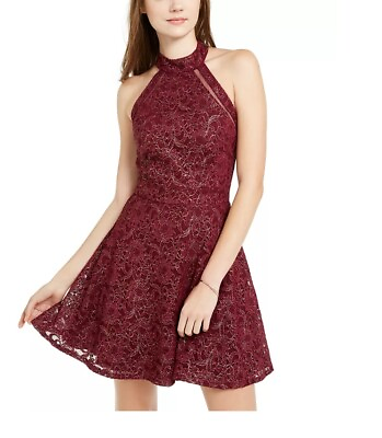 #ad Teeze Me Juniors#x27; Open Back Mesh Cocktail And Party Dress Red Size 5 $23.50