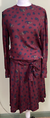 #ad Vtg JH Collectibles Women Size 4 Red Paisley Horse Print Rayon 2 Piece Skirt Set $24.98