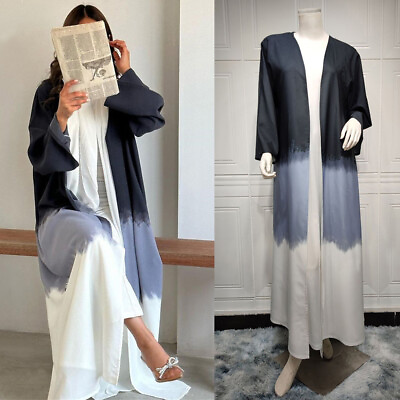 #ad #ad Islamic Arab Women Muslim Open Cardigan Kimono Maxi Dress Sets Dubai Abaya Gown C $45.55
