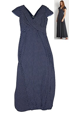 Ralph Lauren Black Label Geometric V Neck Maxi Length Dress Size 8 NWT Navy $71.95