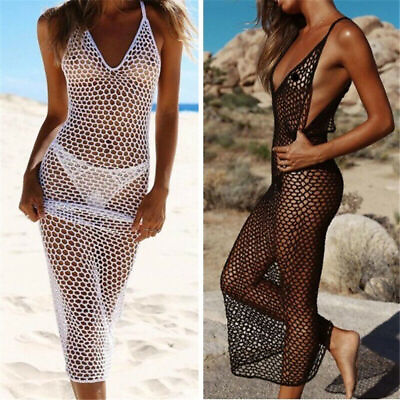 #ad Women Boho Summer Beach Dress Swimwear Lace Crochet Bikini Cover Up Bathing Suit $26.70