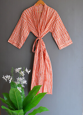 100% Soft Cotton Bathrobe Kimono Gown Beach Cover Up Long Maxi Night Wear Robe $34.99