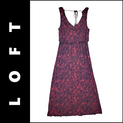 Loft Ann Taylor Red Dress Size Large Women Sleeveless Maxi $18.75