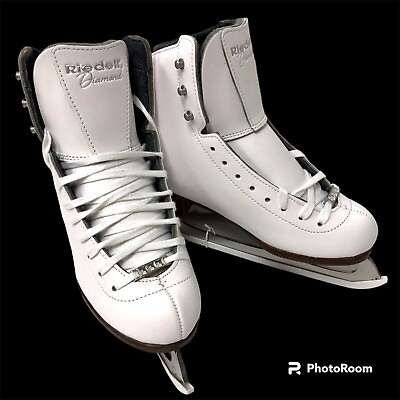 #ad #ad New NWOB Riedell Diamond 33 Girls White ICE Figure Skates 3.5 3 1 2 CAPRI Blades $149.99