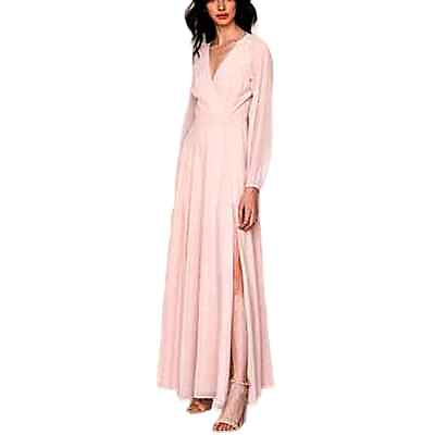#ad Yumi Kim Womens Blush Pink Long Sleeve Maxi Dress Size XS Open Back Backless $100.00