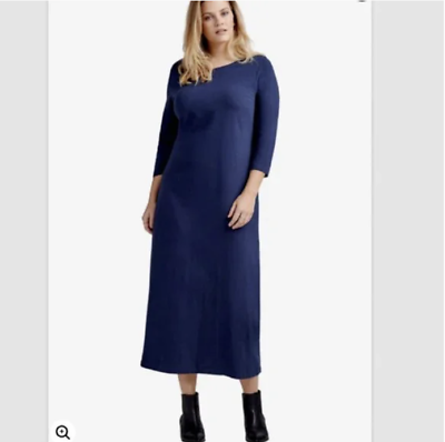#ad Ellos Navy Blue 3 4 Sleeve Knit Maxi Dress 1X 22 24 $17.99