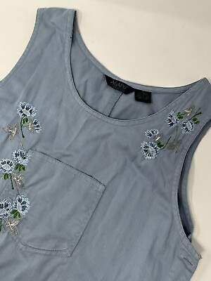 #ad Agapo Denim Women Long Maxi Dress M Pockets Sleeveless Embroidered Cotton GHM9. $29.98