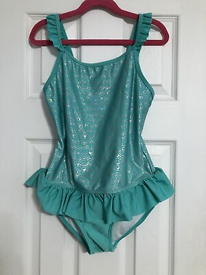 #ad Cat and Jack Girls Mermaid Teal One Piece Swim Suit. Large 10 12 Summer $16.00