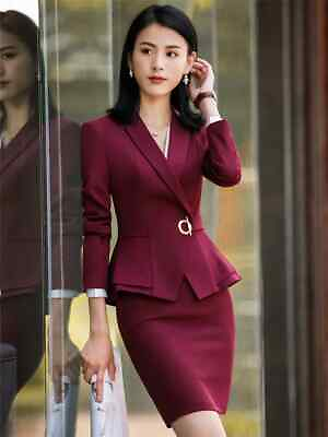 #ad Women Skirt Suits 2 Piece Set Office Ladies Pants Business Suit Set Black Suits $98.25