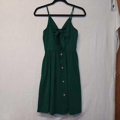 Unbranded Emerald Green Pocketed Adjustable Straps Sun Dress Women#x27;s Size S $14.62