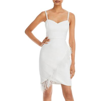 #ad Aqua Womens Faux Feather Trim Polyester Cocktail and Party Dress BHFO 4164 $20.99