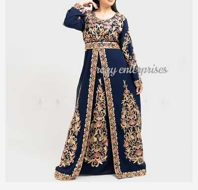 #ad SALE New Moroccan Dubai Kaftans Farasha Abaya Dress Very Fancy Long Gown rozy $84.57