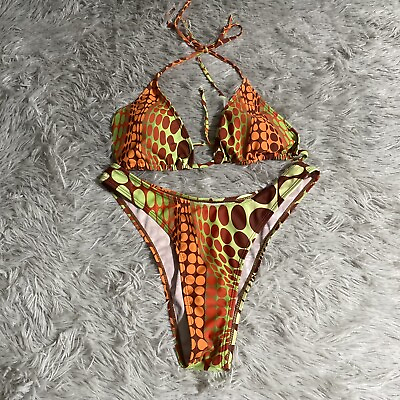 #ad Womens 2 Piece Swimsuit Bikini Orange Vacation Beach Spring Summer Medium $14.61
