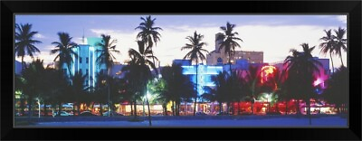 #ad South Beach Miami Beach Florida Black Framed Wall Art Print Palm Tree Home $114.99
