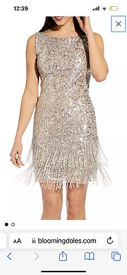#ad #ad Rare cocktail dress wedding formal beaded Sequin Fringe silver Sexy Chic 16 P $149.00