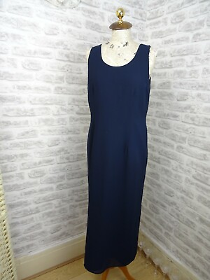 vintage long shift style maxi dress navy TRADITION PETITE evening size S D489 GBP 9.99