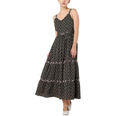 #ad #ad Black Tape Womens Black Floral Long Summer Maxi Dress XS BHFO 3754 $8.99
