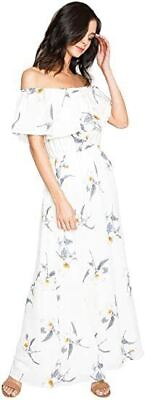 #ad Sugar Lips Women#x27;s Off Shoulder Dressy Casual Floral Maxi Dress White Multi XL $14.80