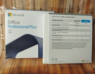 Microsoft Office 2021 Professional Plus 1PC Lifetime Full Retail Package DVD $54.50