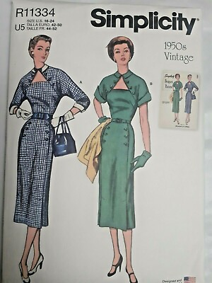 Dress Pencil Simplicity Sewing Pattern R11334 Designer 16 24 Vintage Retro 50s $11.19