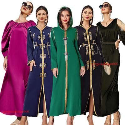 #ad Dubai Kaftan Abaya Muslim Women Rhinestone Robe Party Long Maxi Dresses Gown $40.41