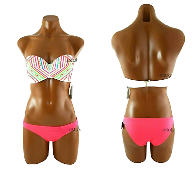 #ad Victoria#x27;s Secret tribal print bandeau bikini set sz 34B bra amp; XS bottom orange $48.00