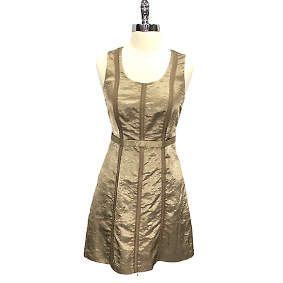 #ad Club Monaco Womens Size 0 Gold Cocktail Dress Sheath Back Zip Princess Darts $42.46