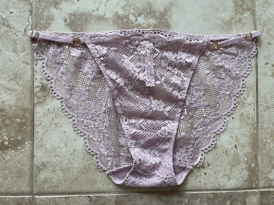 #ad #ad Victoria Secret Pink Sheer Floral Lace Bikini Panties Sz M $15.99