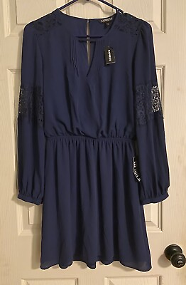 #ad #ad Express Lace Dress Long Sleeve With Lining Sz SP Party Cocktails $25.00