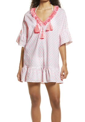 NWT Lilly Pulitzer Kipper Beach Cover Up Tunic Dress Pink Star Neon Clip XXS XS $65.99