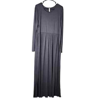 #ad Zenana Outfitters Maxi Dress Long Sleeve Gray Pockets Plus Size 3X $25.00