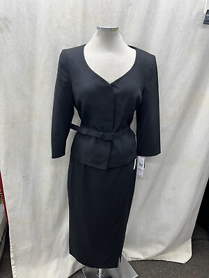 LESUIT SKIRT SUIT BLACK SIZE 16 NEW WITH TAG RETAIL$280 LINED LONG SKIRT $119.99