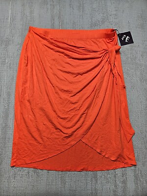#ad Ava amp; Viv Women#x27;s Plus Size Knit Tie Around Wrap Skirt Size 2X 20 22 Orange $14.69