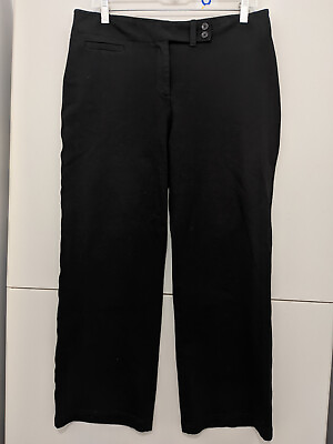 Eileen Fisher Womens Wide Leg Pants Heavy Knit Stretch 3 Pocket Solid Black Sz S $25.00
