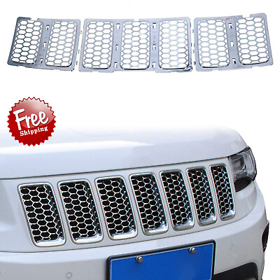 7PCS Front Grill Mesh Cover Inserts Kit for 2014 2016 Jeep Grand Cherokee Chrome $47.99