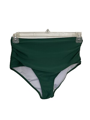 #ad Womans M Green High Leg High Waist Bottom Swimsuit NWOT $10.17