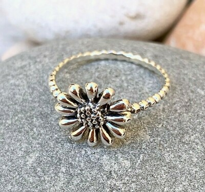 Sterling Silver Sun Flower Ring Unique Floral Ring Boho Sizes US 6 7 8 9 AU $29.95