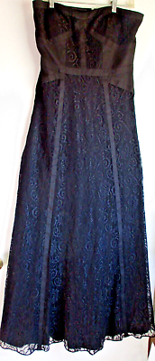 JESSICA SIMPSON Dress 12 Black LACE STRAPLESS Prom GOWN long cocktail women $88.00