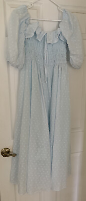 #ad Gorgeous puff sleeve princess peasant spring summer dress size xl baby blue NWT $45.00