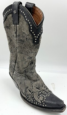 #ad Harley Davidson Jessa Women#x27;s Boots 7M Gray Suede Flame Studded Motorcycle Boots $100.09